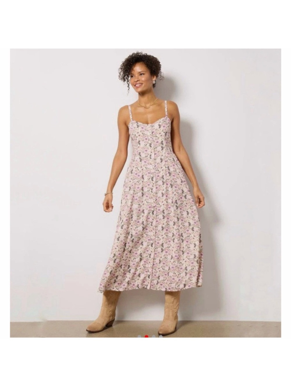 Evereve + Z Supply Lavender Floral Midi Dress with Adjustable Straps
